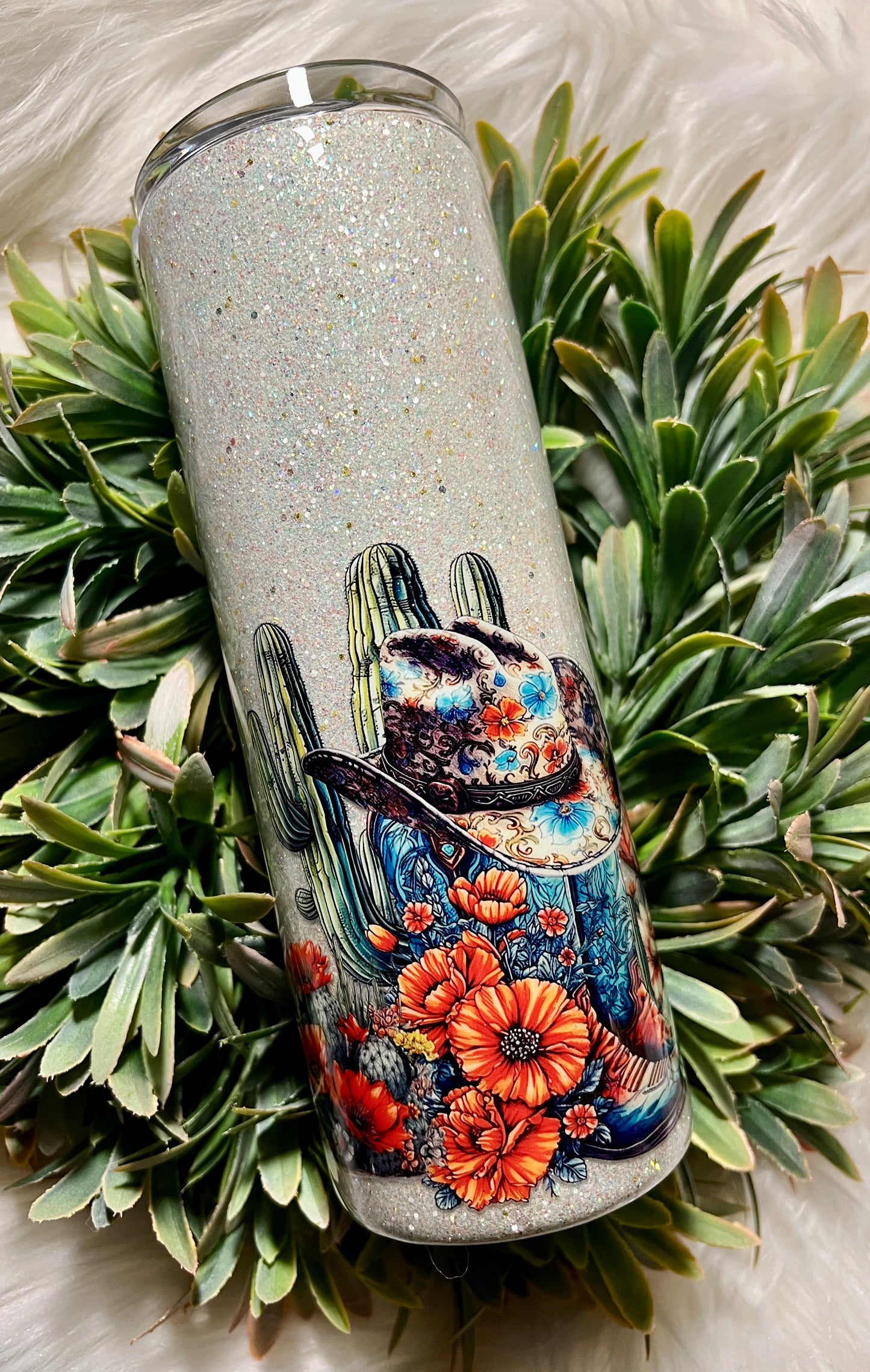 Cactus and flowers tumbler