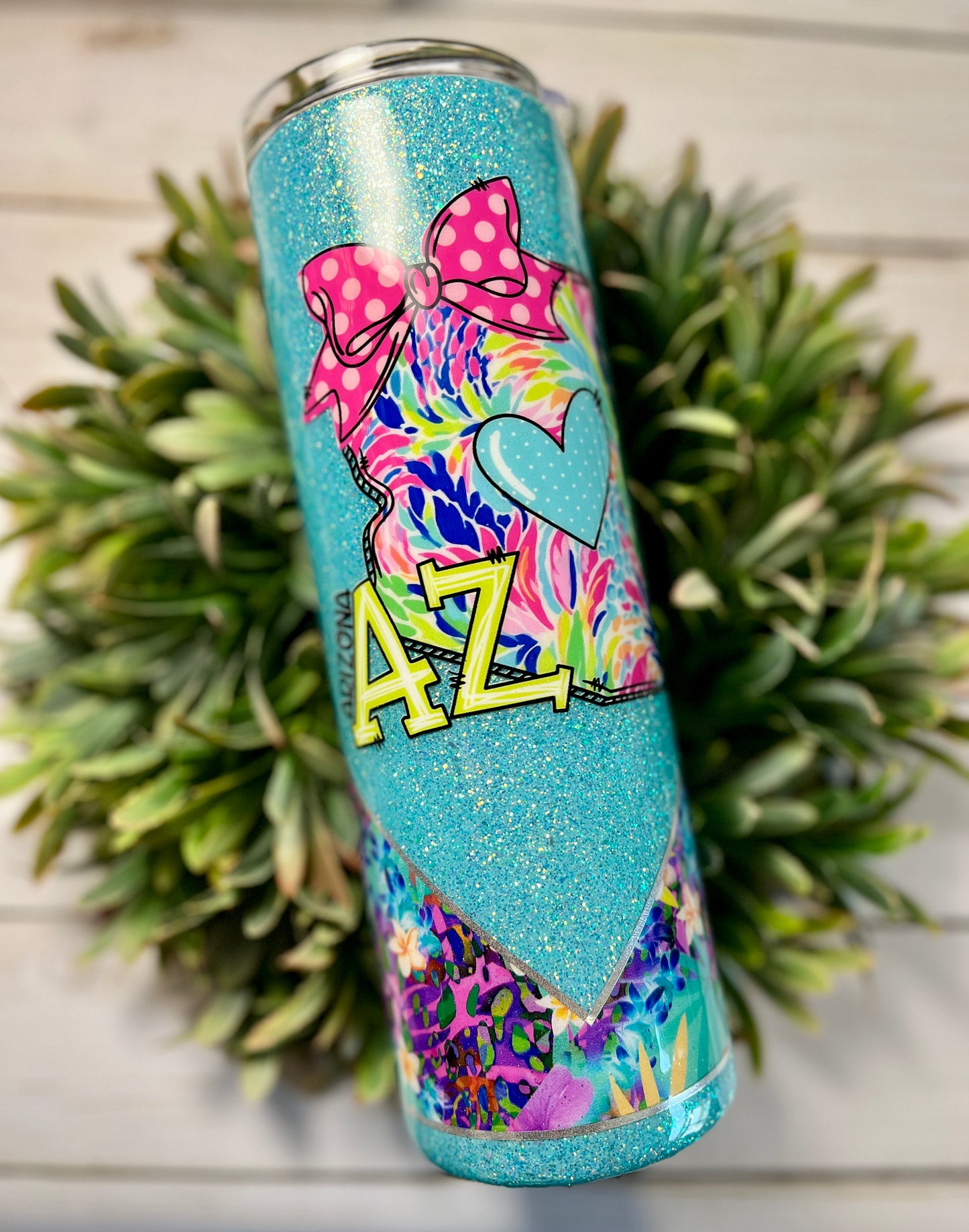 Az tumbler - light blue floral