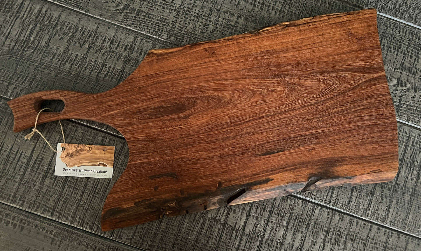 Mesquite cutting board/tray. Live edge