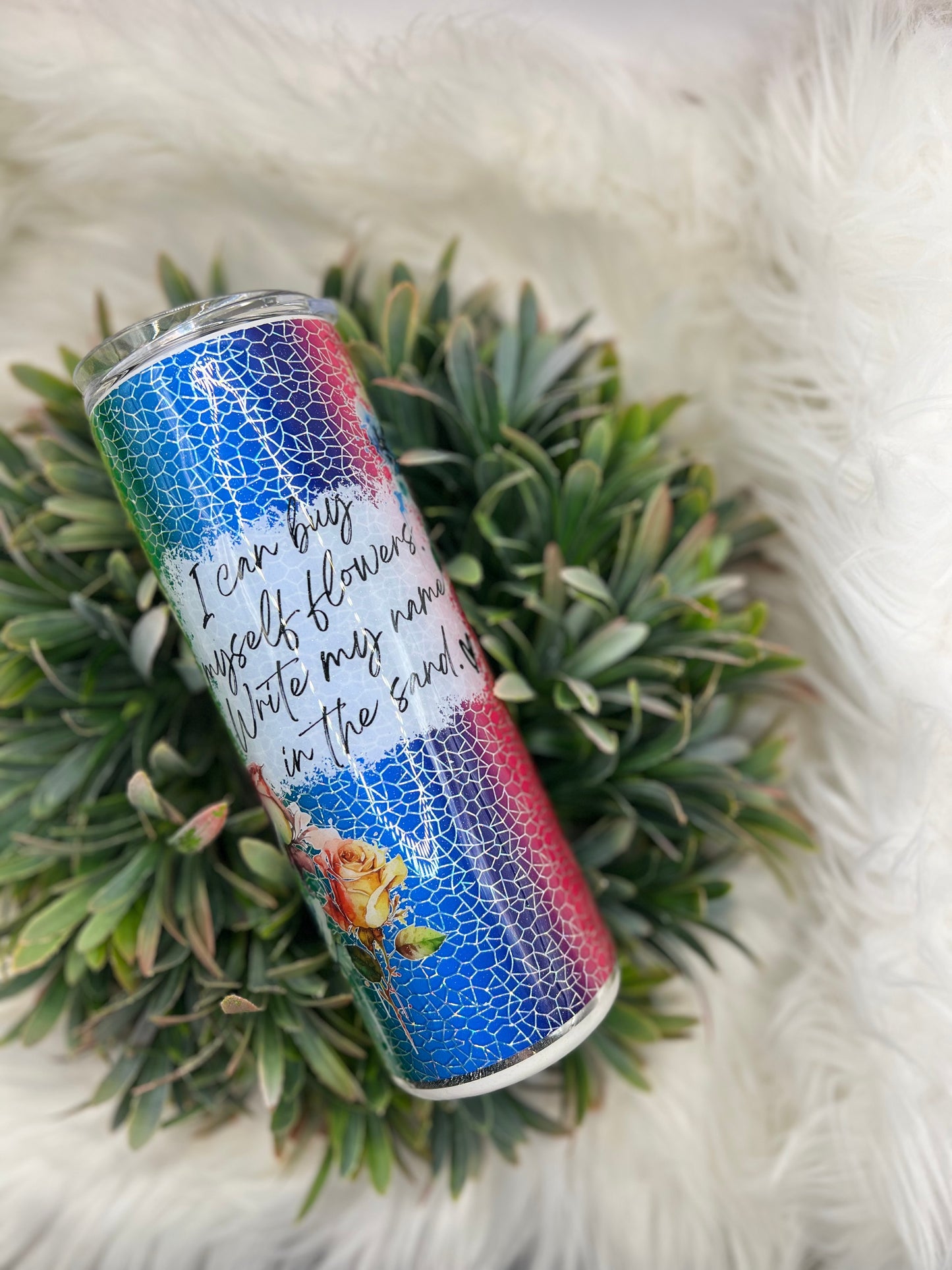 Rainbow floral tumbler