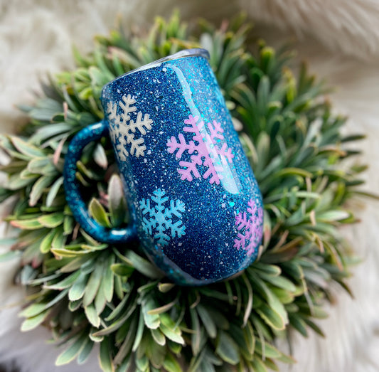 Blue snowflake mug