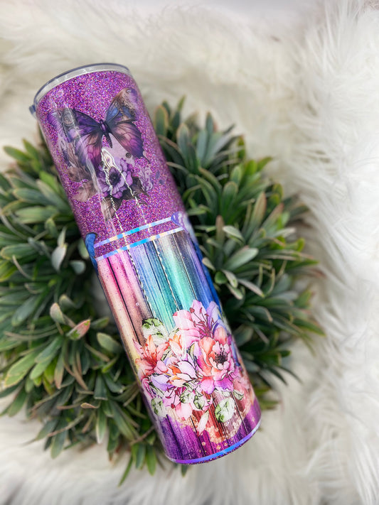 Purple butterfly tumbler