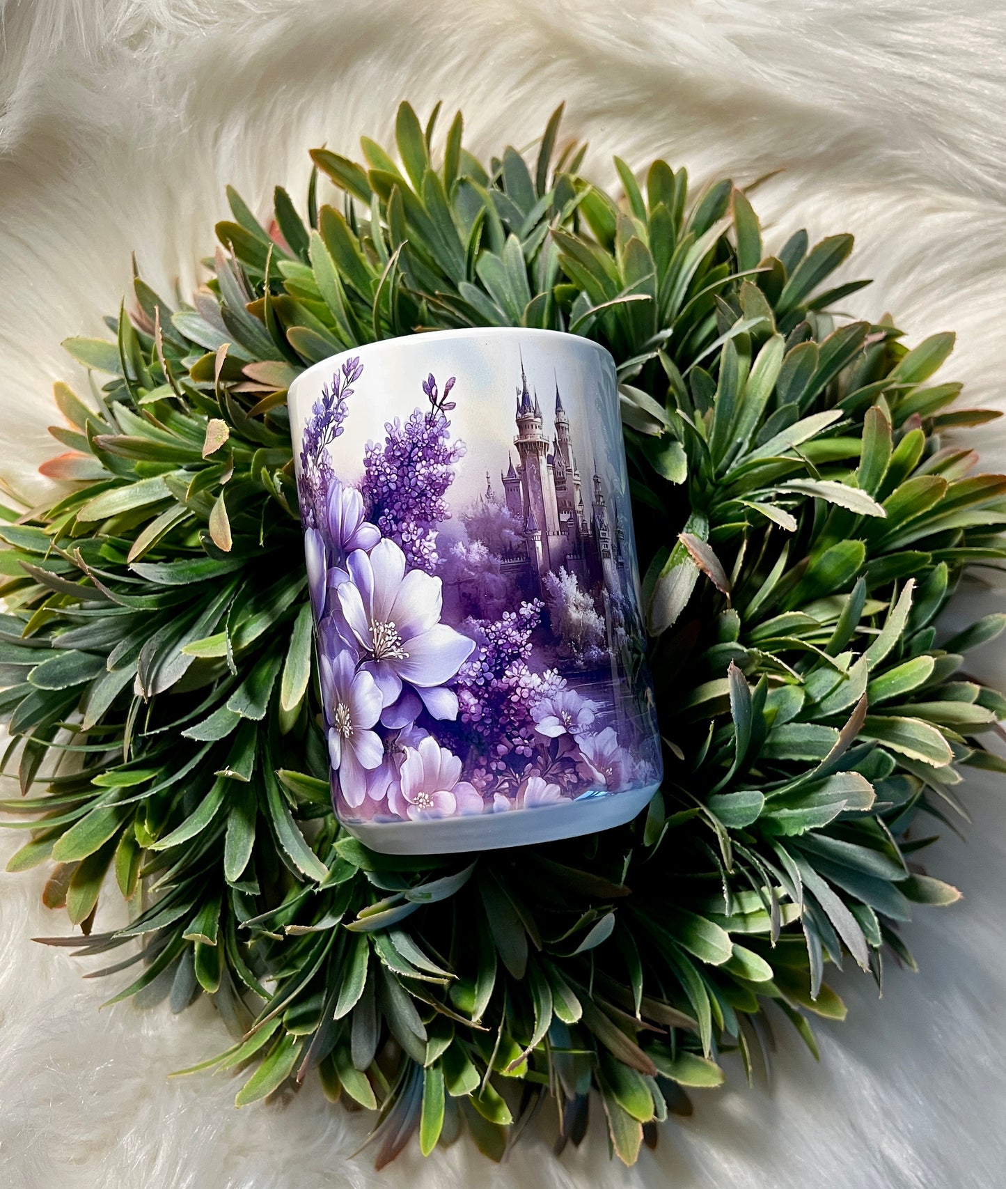 Purple fairytale castle mug