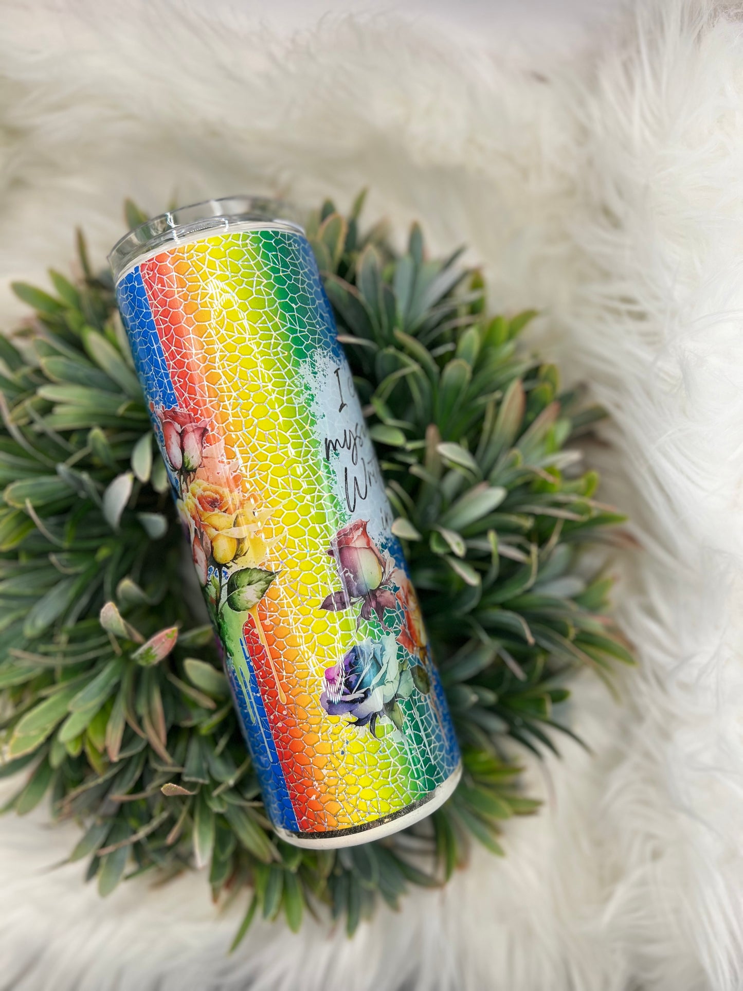 Rainbow floral tumbler