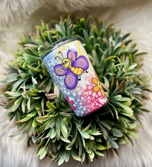 Butterfly and flowers colorful tumbler 2