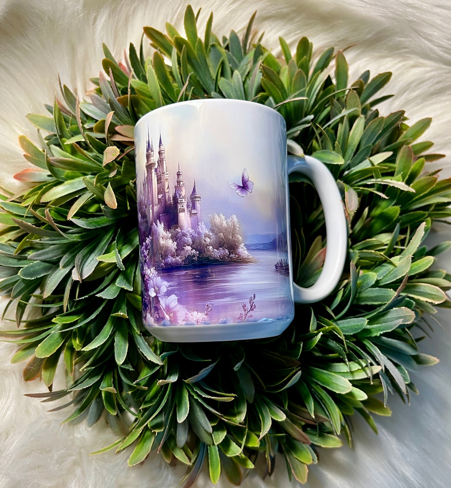 Purple fairytale castle mug