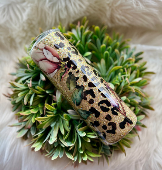 Flowers and leopard tumbler