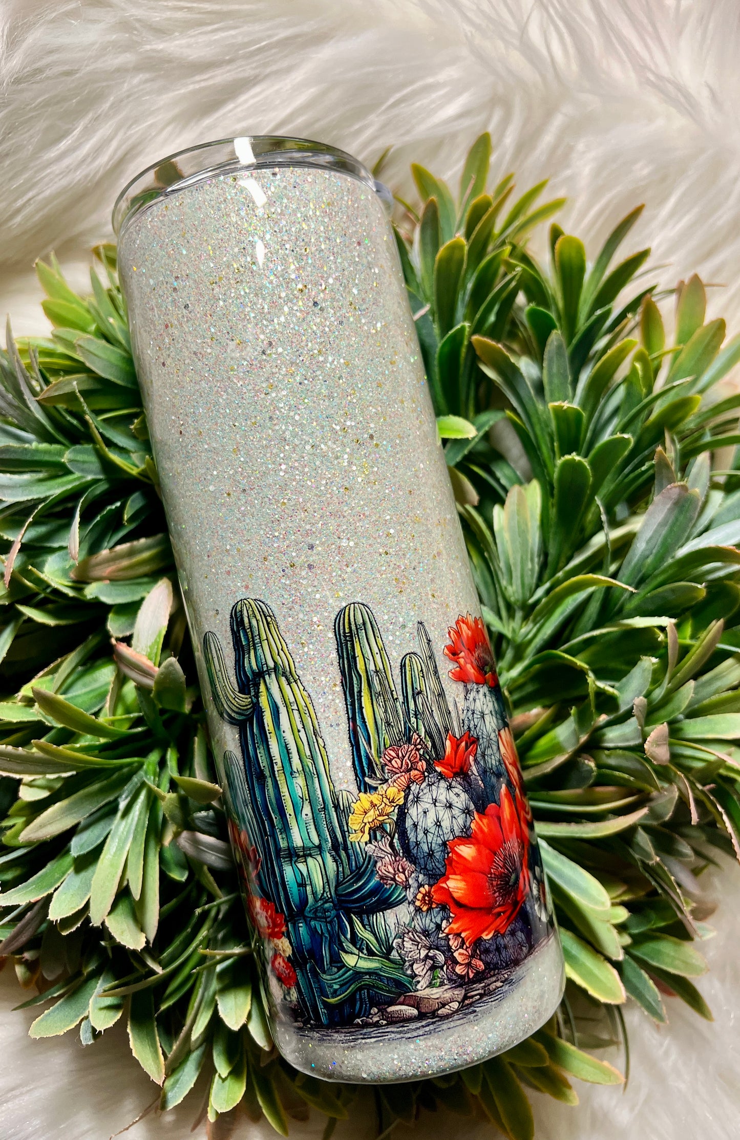 Cactus and flowers tumbler