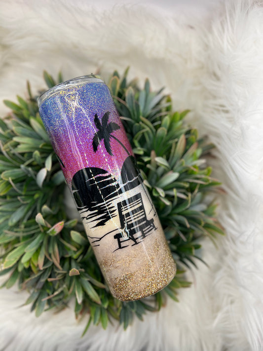 Sunset beach tumbler