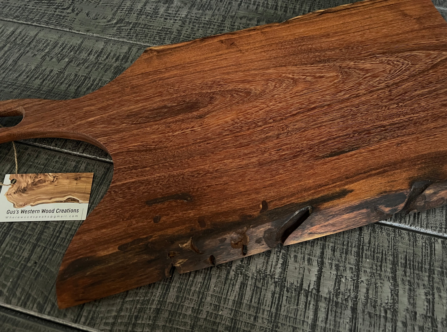 Mesquite cutting board/tray. Live edge